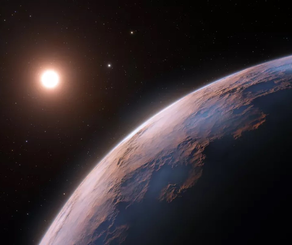 This artist's impression shows a close-up view of Proxima d, a planet candidate recently found orbiting the red dwarf star Proxima Centauri, the closest star to our solar system. 