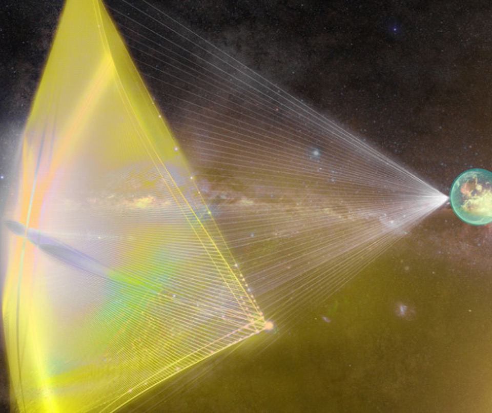 spaceship propulsion system that uses a light sail and a laser beam array to achieve the enormous speeds