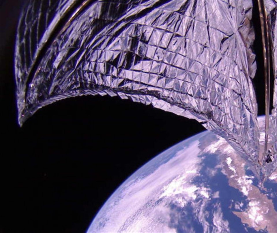 One of the first images released by the 2019 LightSail2 mission.