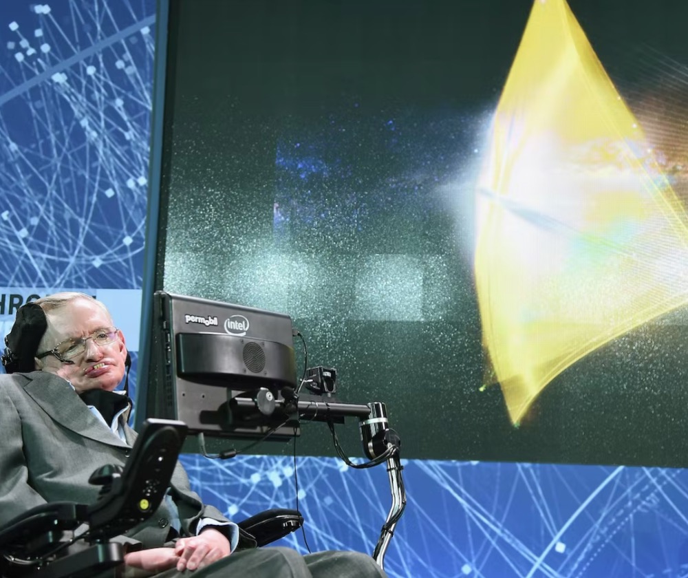 Stephen Hawking at the unveiling of Breakthrough Starshot