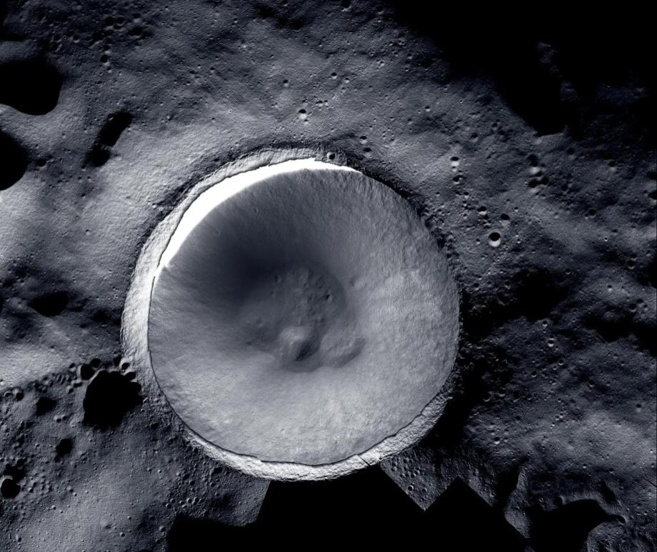 A mosaic of Shackleton Crater as seen by NASA's Lunar Reconnaissance Orbiter Camera and ShadowCam.