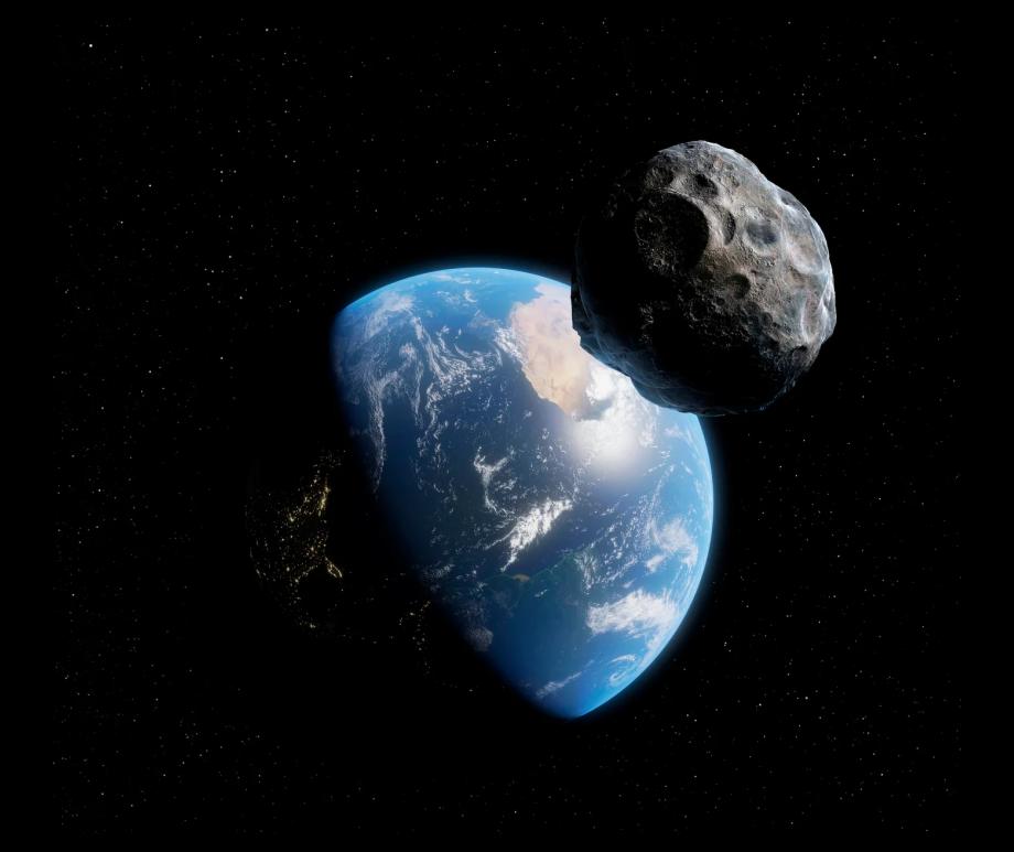 Illustration of the Earth and asteroid