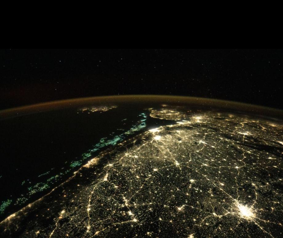 Fishing boats illuminate the Arabian Sea along India’s west coast