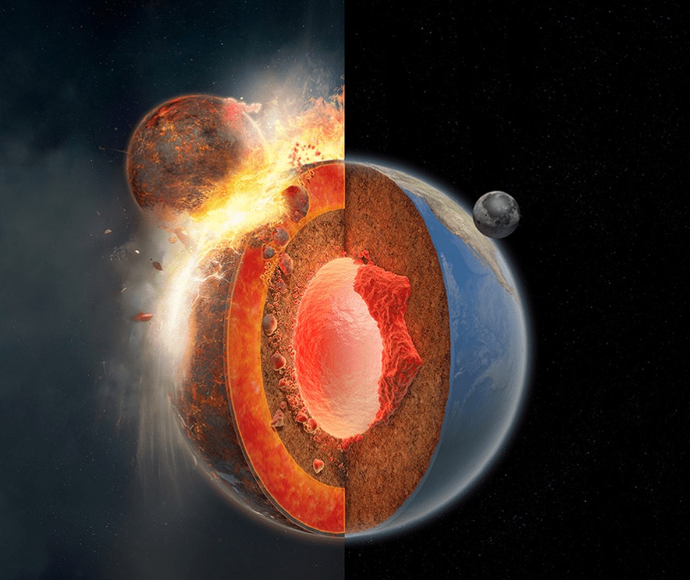 A collision with Earth that formed the Moon may also have led to our planet’s first subduction event, according to new research