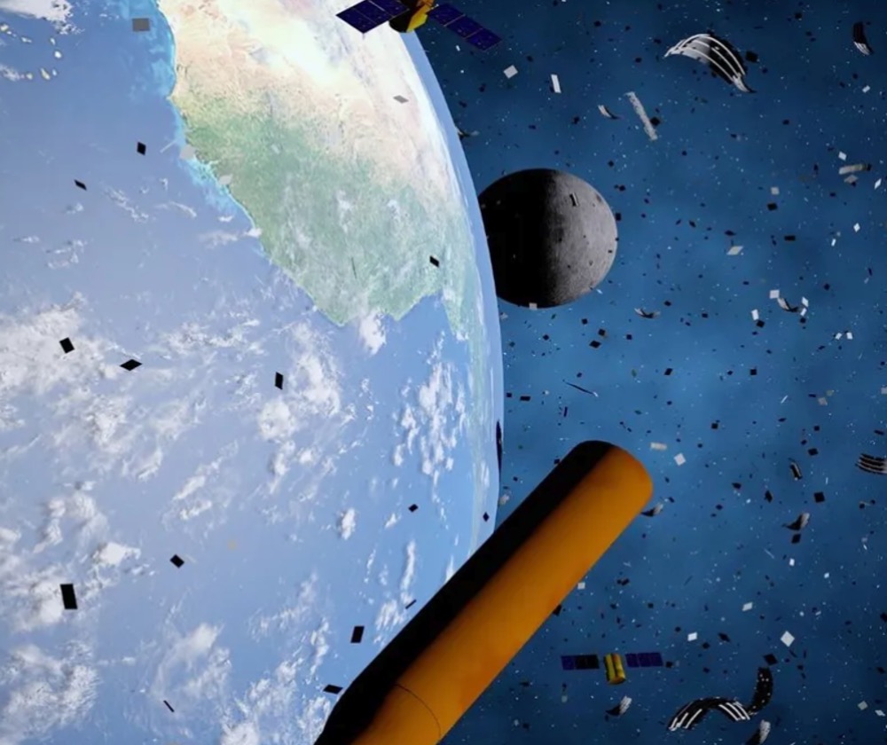 Artist's illustration of space junk orbiting Earth