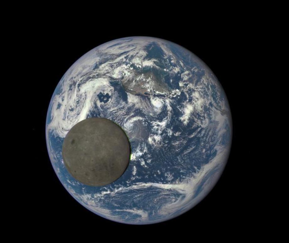 Image of the Moon orbiting Earth