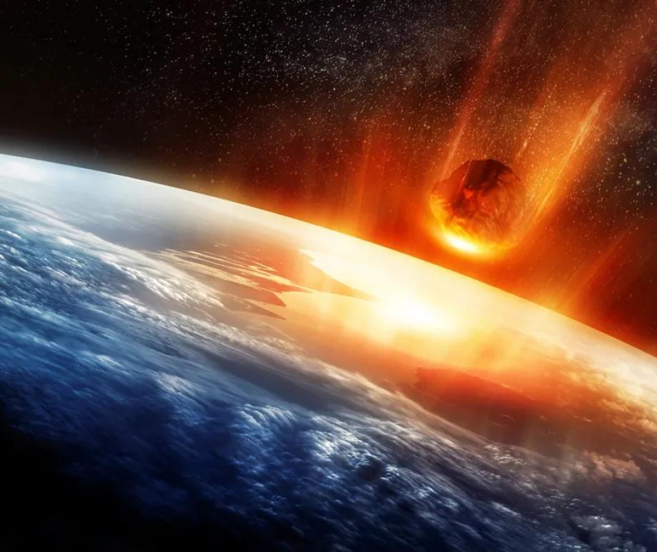 An illustration of a meteor striking Earth