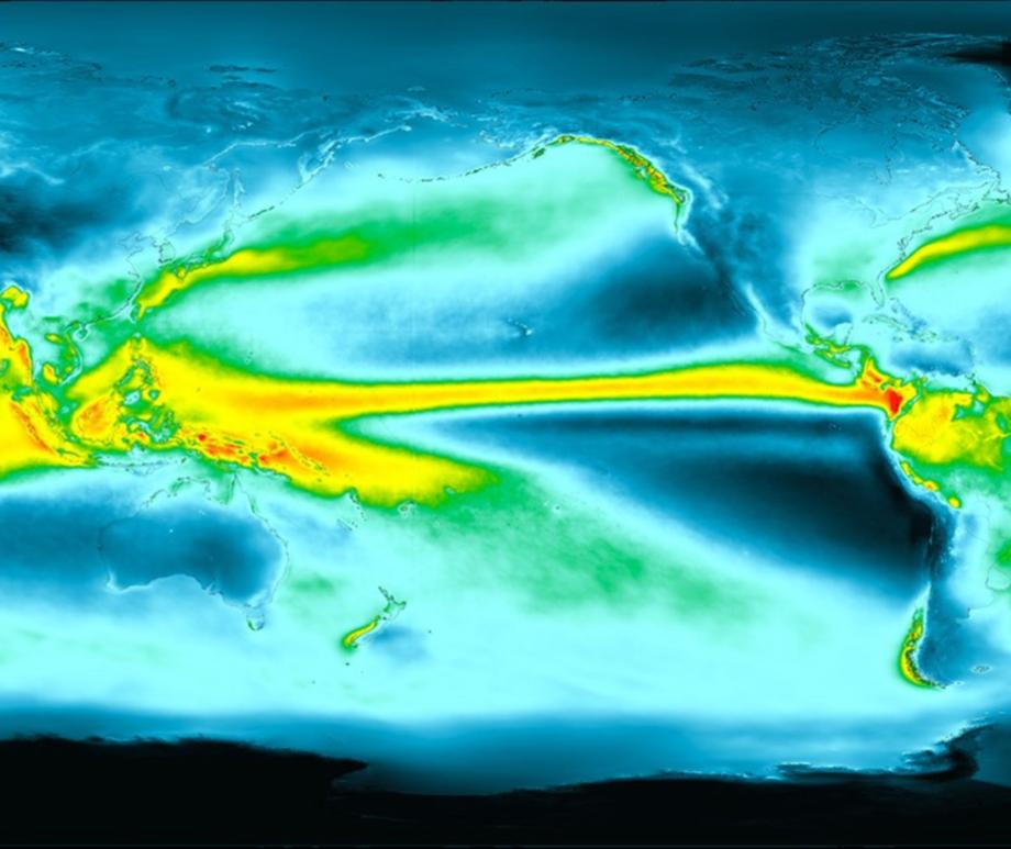 This visualization shows average precipitation for the entire globe based on more than 20 years of data from 2000 to 2023