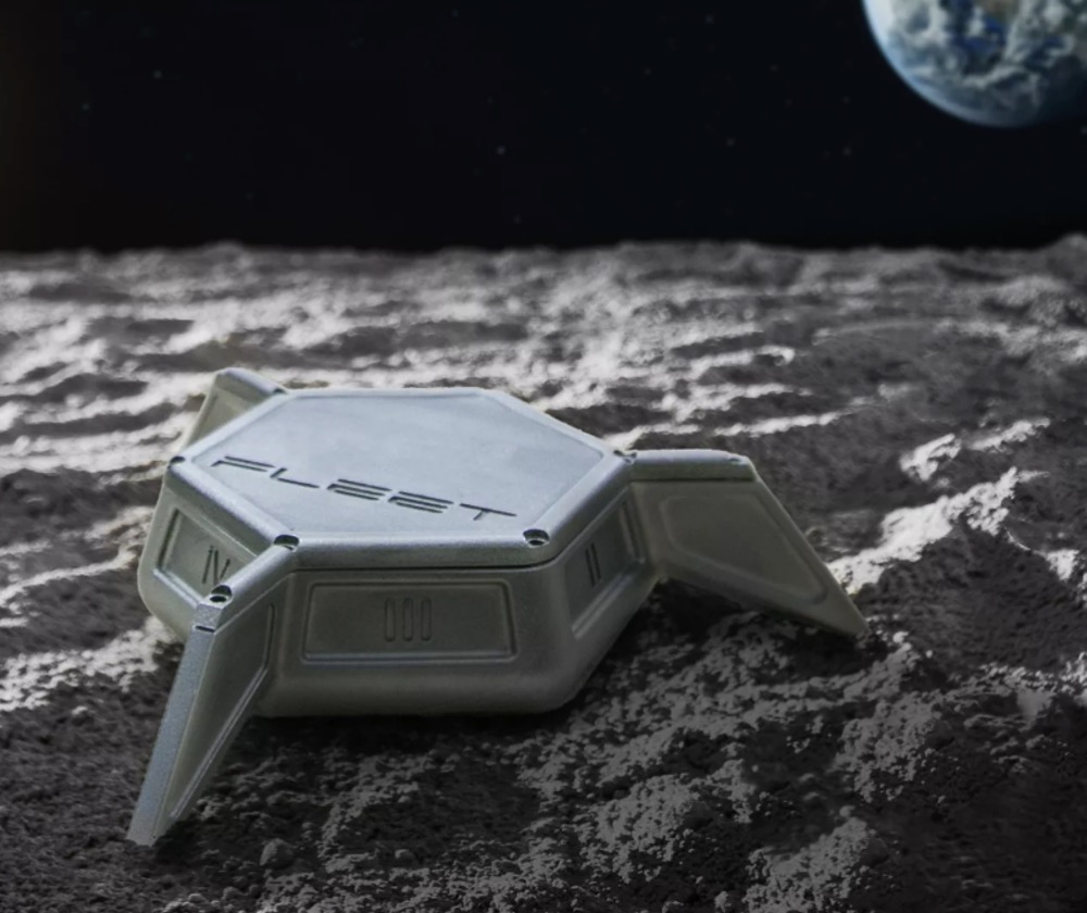 A rendering of Fleet Space's SPIDER, a three-component seismic station set to be deployed at the moon's south pole