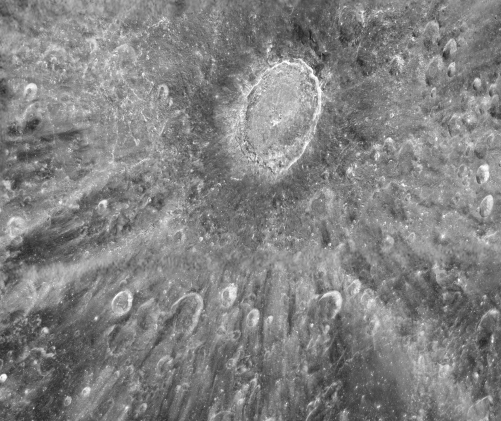 Rays of ejected material extend from the center of the Tycho impact crater on the Moon