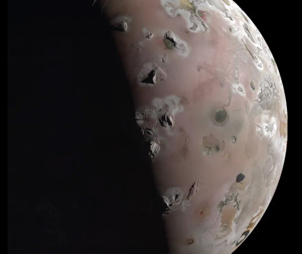 A view of Jupiter's moon Io captured by NASA's Juno spacecraft on December 30, 2023