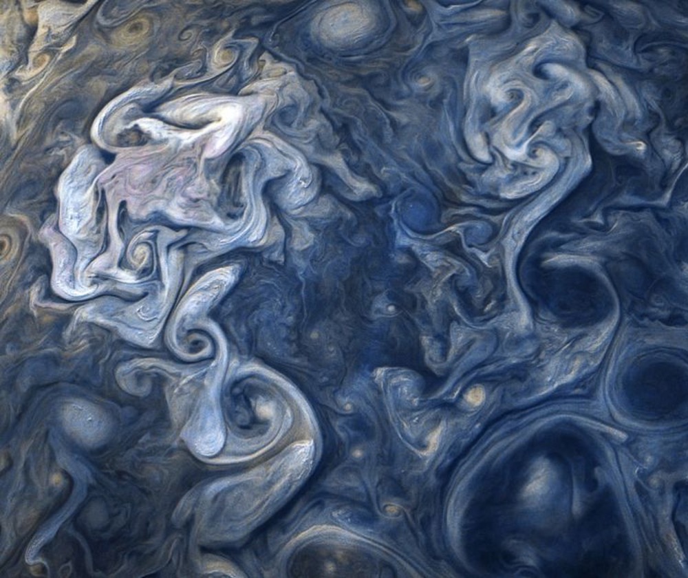 Cloud system in Jupiter's northern hemisphere imaged by Juno spacecraft