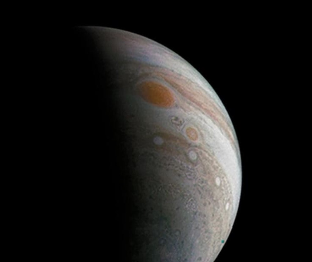 An image of Jupiter's Great Red Spot created using data from NASA's Juno spacecraft