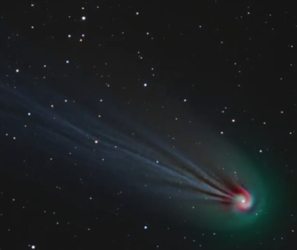 A previously unrecognized spiral of light was spotted in Comet 12P's coma in new images