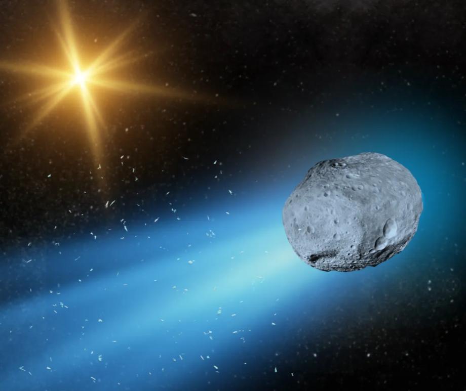 An illustration of the comet 3I/ATLAS as it streaks past the sun. Scientists have selected the best spacecraft to observe this passage.
