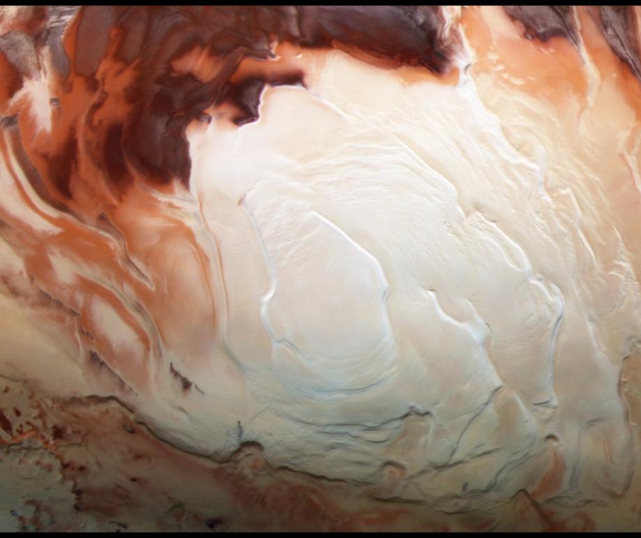 Cappuccino swirls at Mars’ south pole