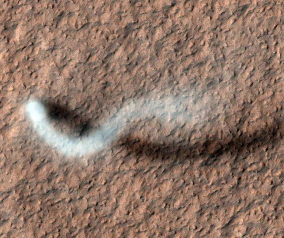 A dust devil on Mars, as seen by NASA's Mars Reconnaissance Orbiter. Credit: NASA/JPL-Caltech/University of Arizona