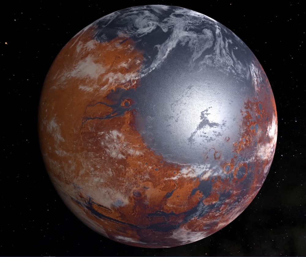 Ancient Mars with oceans