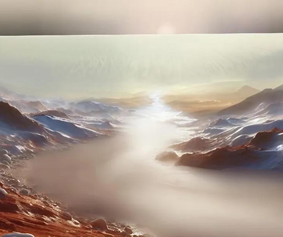 Artistic interpretation of a river on Mars