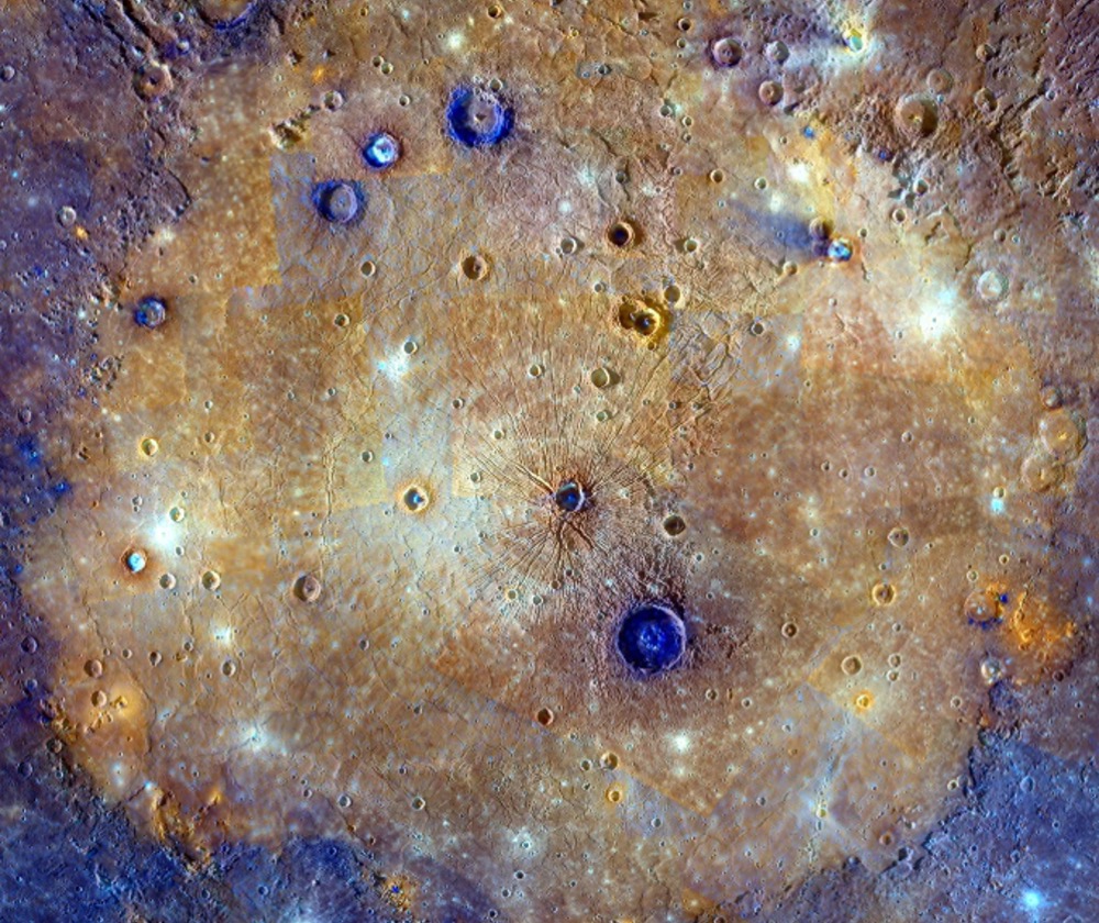 The cracked and puckered terrain of Mercury’s Caloris Basin, an impact crater a bit wider than Texas, is a classic example of the planet’s chaotic terrain