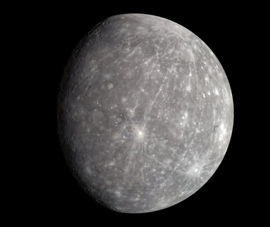 Image of Mercury obtained by NASA's MESSENGER spacecraft in 2008.