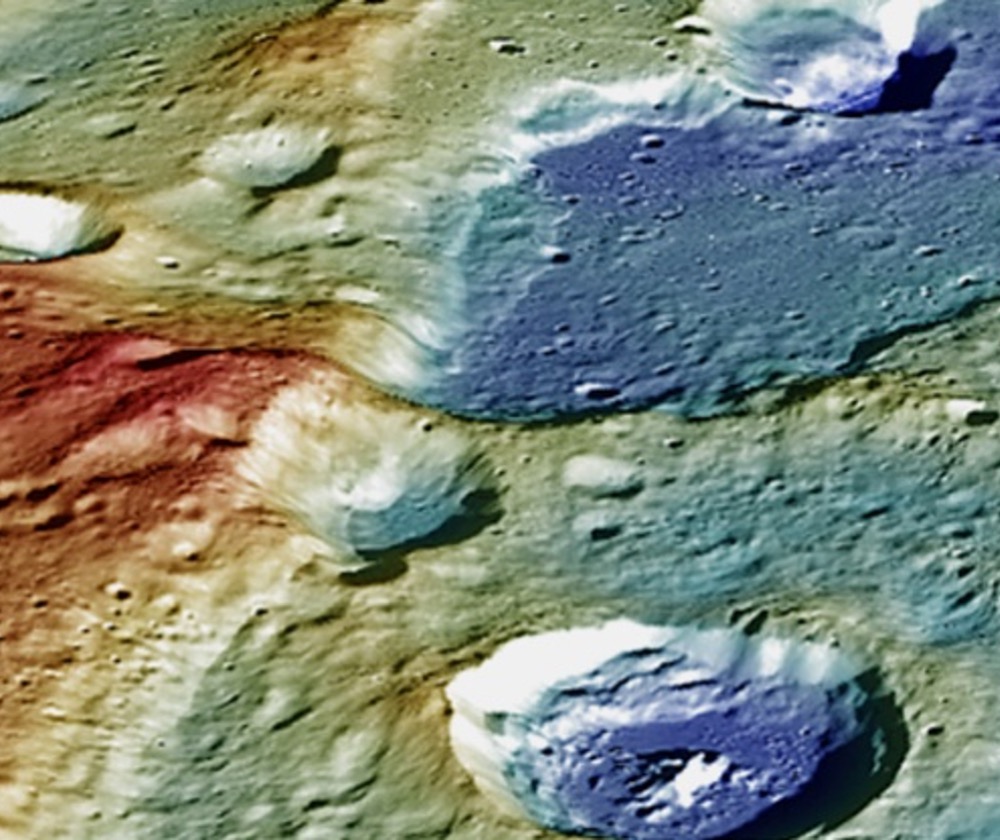 Color-adjusted image of a scarp on Mercury’s surface