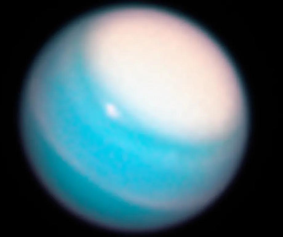 An image of a storm on Uranus in 2018.