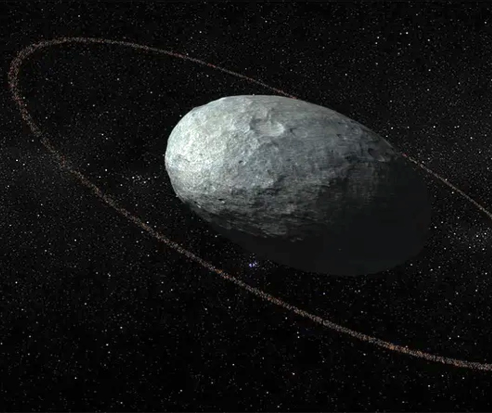 Haumea is known to have a ring system (artist's illustration)