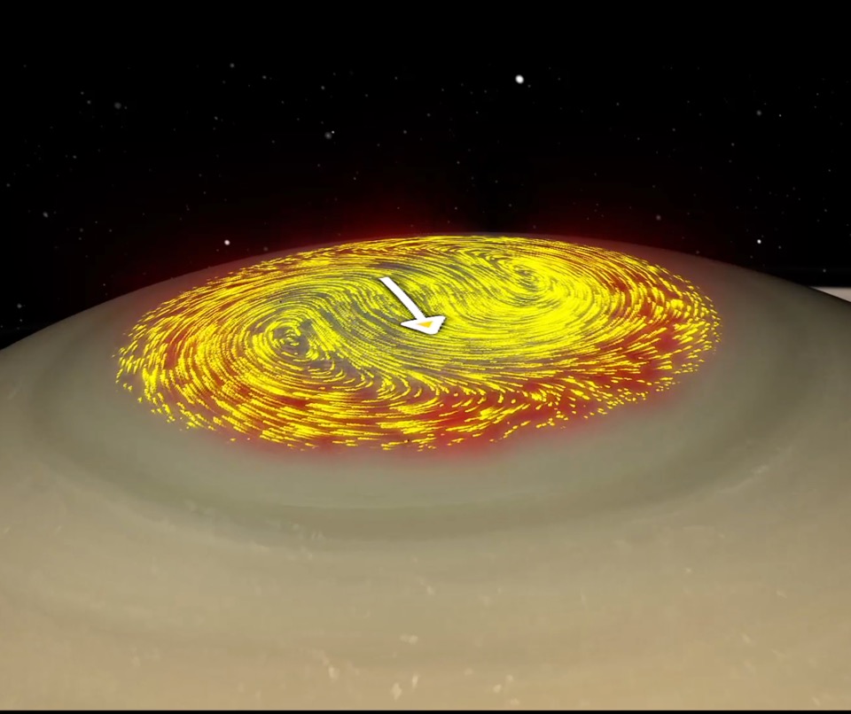 Atmospheric winds moving at more than 7,000 kilometers per hour distort Saturn’s magnetic field