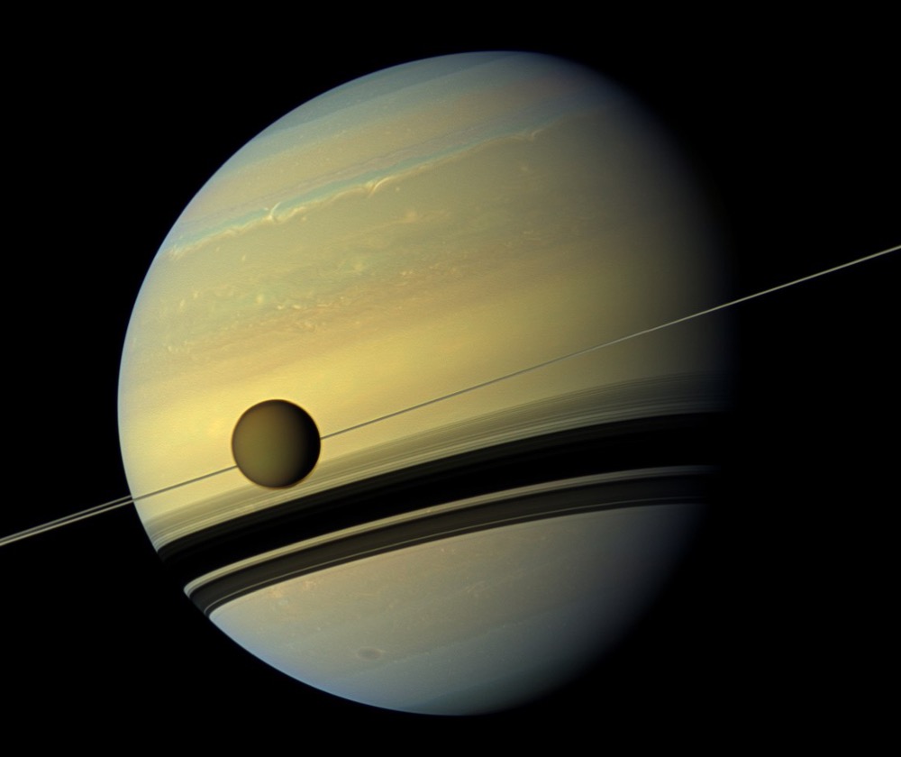 Cassini's image of Saturn and its moon Titan