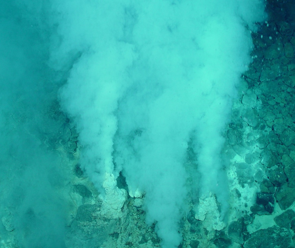 A deep-sea vent in the Marianas region on Earth