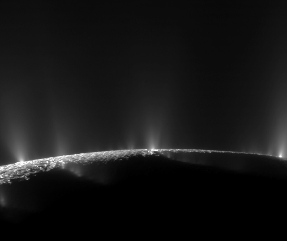 Dramatic plumes spew from the southern pole of Saturn’s moon Enceladus, offering clues about the ocean beneath its crust