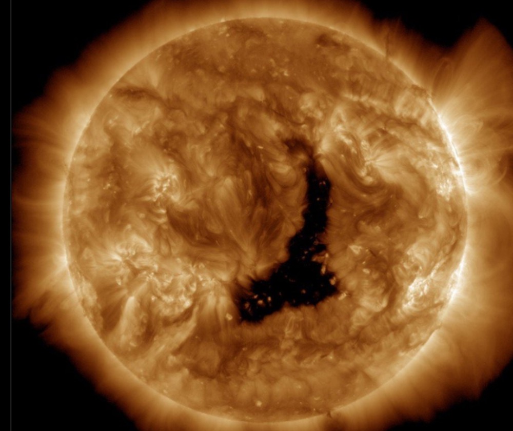 The gigantic coronal hole is more than 60 times wider than Earth