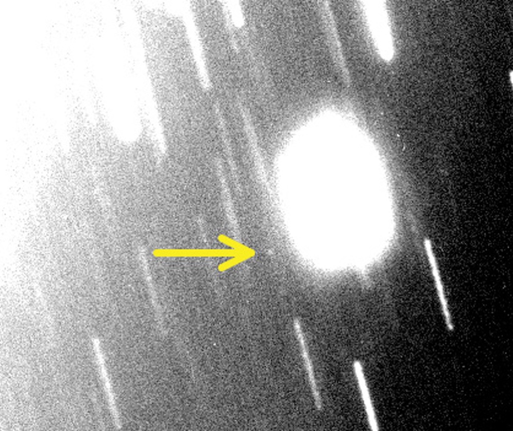 The discovery image of the new Uranian moon S/2023 U1 using the Magellan Telescope on November 4, 2023