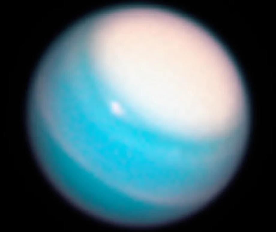 An image of a storm on Uranus in 2018.