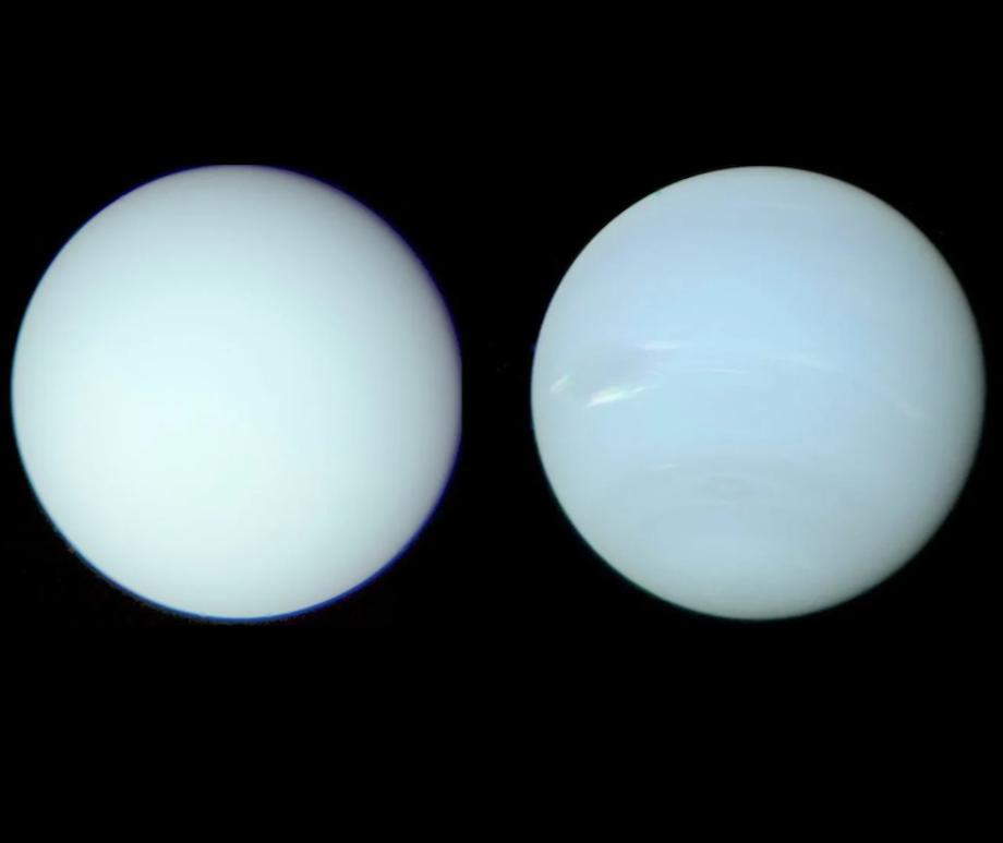 Reprocessed images of Uranus [L]] and Neptune [R]