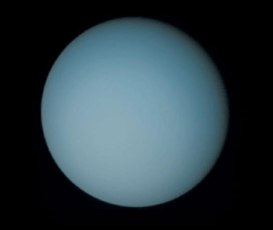 The planet Uranus, photographed by NASA’s Voyager 2 spacecraft in 1986