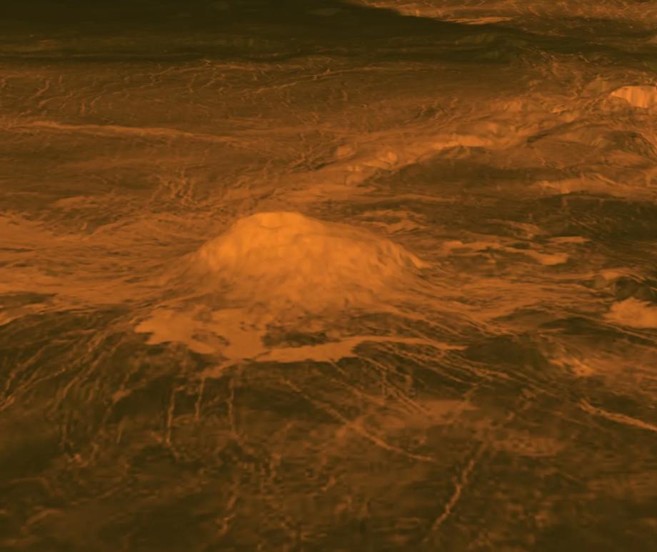 A volcano on the surface of Venus