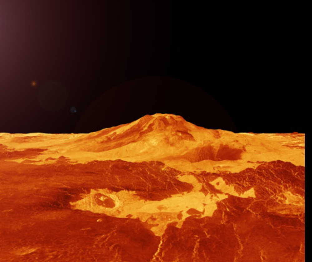 Magellan terrain model of a volcano on Venus