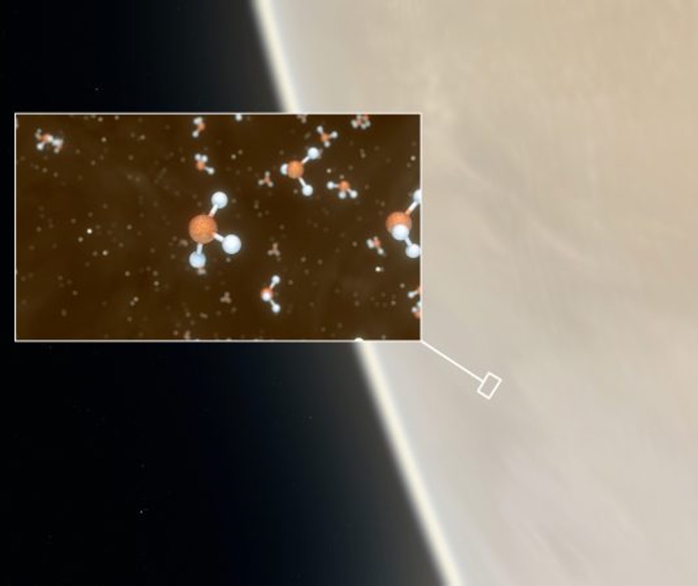 Artist’s concept of phosphine molecules in Venus’ atmosphere