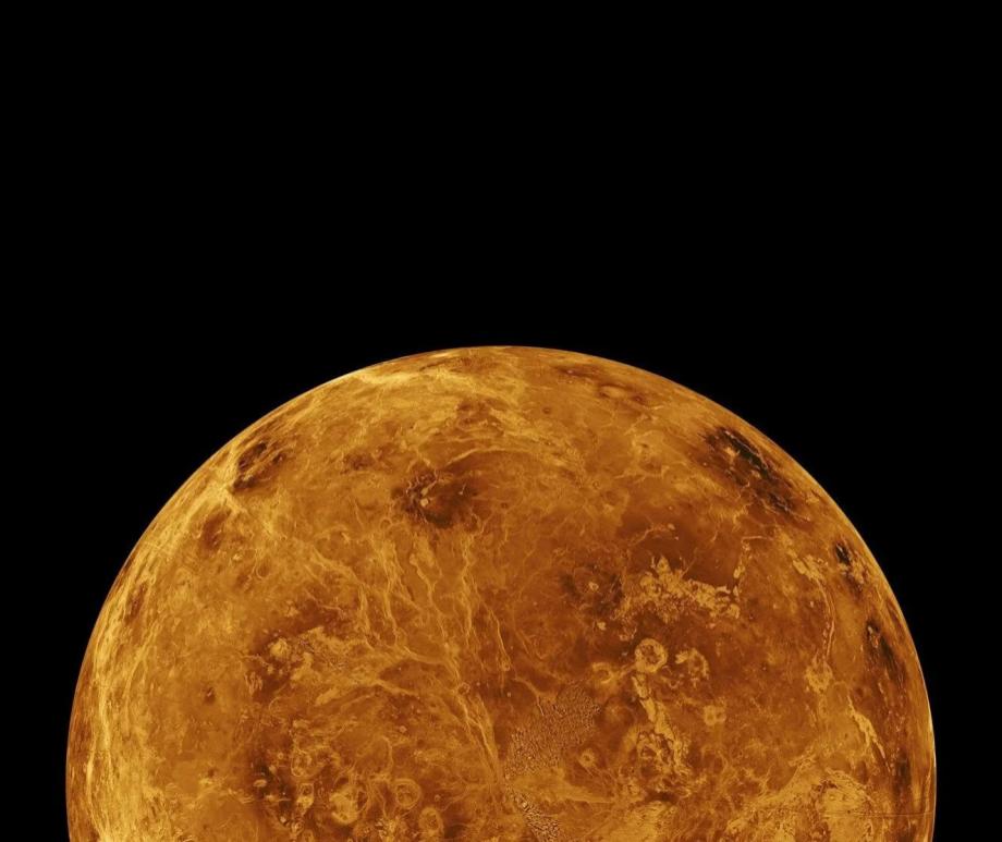 A close up of Venus in space