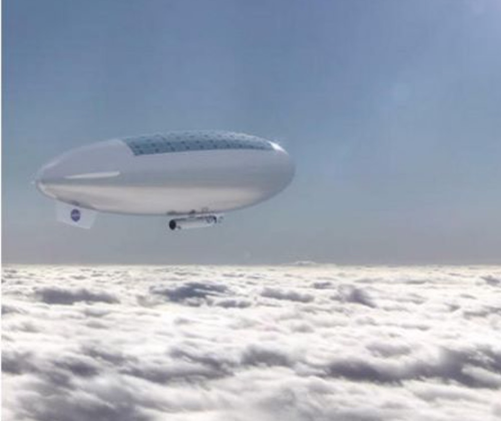 Artist rendition of proposed habitable airships traversing Venus’ atmosphere, which has been proposed as the High Altitude Venus Operational