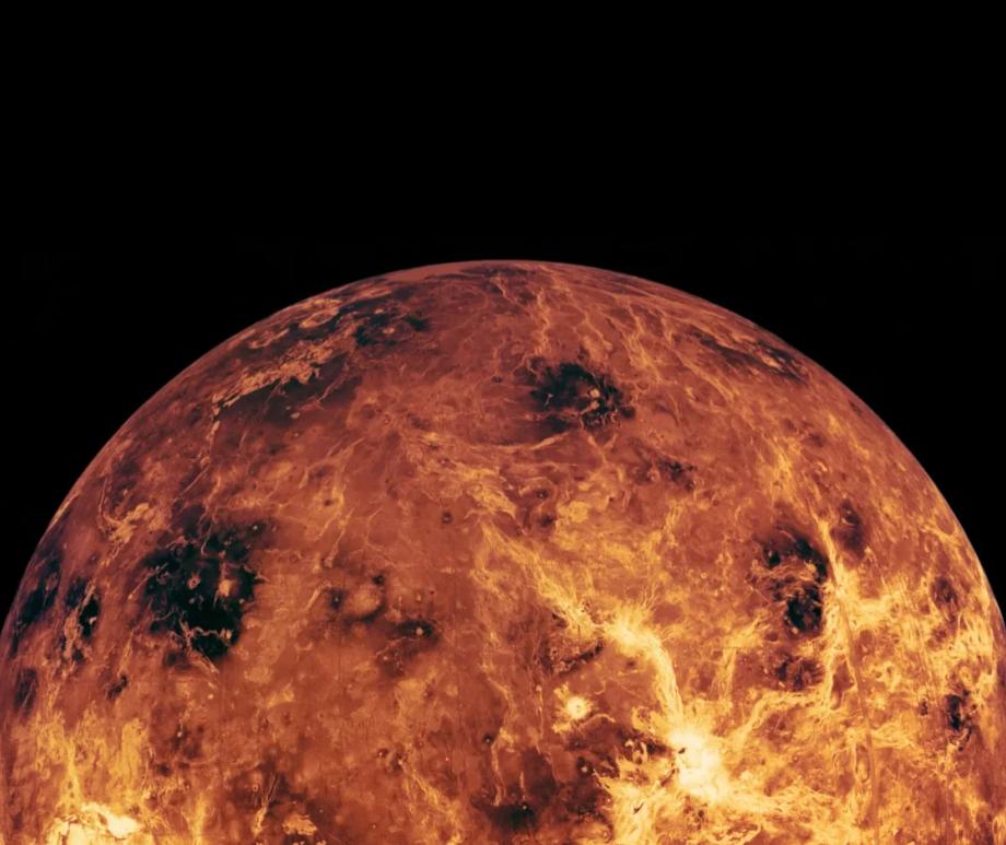 An image of Venus's surface created using data from the Pioneer, Venera, and Magellan missions